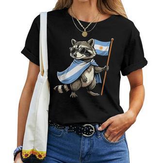 Bandera De Argentina Mapache Hombres Es Niños Divertido Argentino Camiseta de mujer - Regaloses