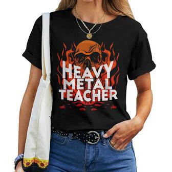 Brutal Heavy Metal Crew Heavy Metal Maestro Calavera En Llamas Camiseta de mujer - Regaloses