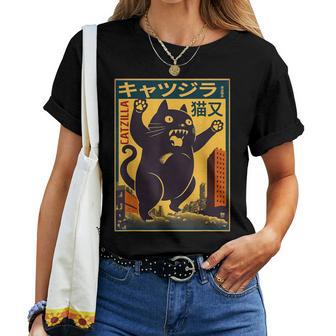 Catzilla Fat Cat Kawaii Neko Catzilla Nekomata Amoureux Des Chats T-shirt femme - Cadeauxyz