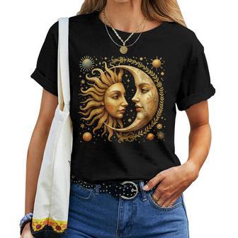 Celestial Moon And Sun Astrology Women T-shirt | Seseable UK