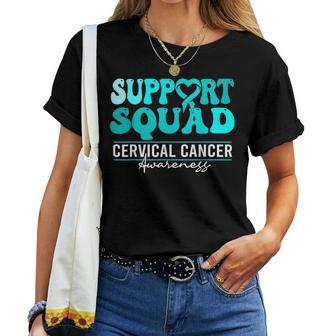 Cervical Cancer Awareness Support Squad Groovy Cervical Women T-shirt | Mazezy