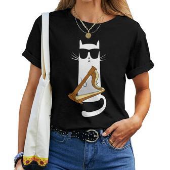 Chat Amusant Portant Des Lunettes Deoleil Jouant De La Harpe T-shirt femme - Cadeauxyz