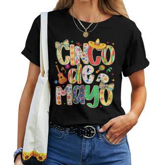 Cinco De Mayo Floral Fiesta Bow Sombrero Girl Women Women T-shirt | Mazezy