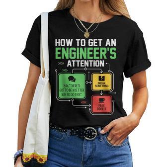 Cómo Llamar La Atención De Un Ingeniero Broma Divertida In Mangas Camiseta de mujer - Regaloses