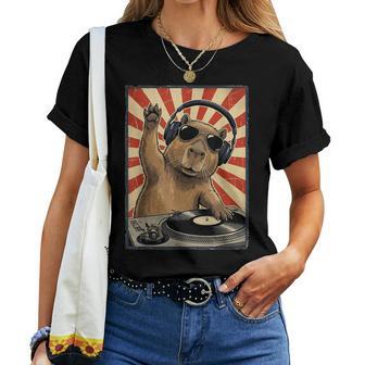 Cool Retro Capybara Dj Capybaras Music Hombres Es Camiseta de mujer - Regaloses