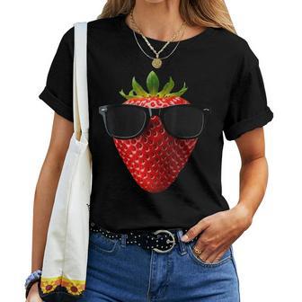 Coole Erdbeere Trägtonnenbrille Lustige Früchte T-shirt Frauen - Seseable