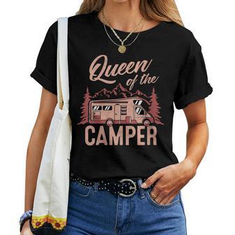 Donna Caravan Queen Of The Camper Campeggio Natura All'aperto Tenda Con Collo A Maglietta da donna - Novitaregali
