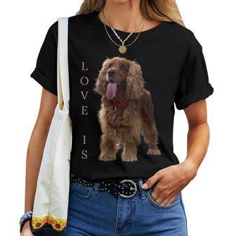 Donna Cockerpaniel Inglese Cane Mamma Papà Love Pet Con Collo A Maglietta da donna - Novitaregali