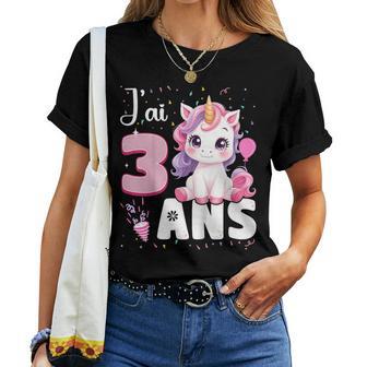 Enfant Fille 3 Ans Licorne Fille Anniversaire 3 Ans J'ai 3 Ans T-shirt femme - Cadeauxyz
