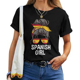 España Chica España Bandera España Pelo Desordenado Camiseta de mujer - Regaloses