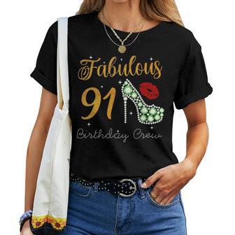 Fabulous Queen 91歳の誕生日クルーパーティ隊のお祝い 長袖tシャツ レディースTシャツ - Kawaiitshirt