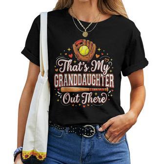 Favorite Softball Granddaughter Out There Grandpa Grandma Women T-shirt | Mazezy