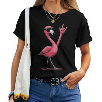 Flamant Rose Avec Lunettes Deoleil Rock On T-shirt femme - Cadeauxyz