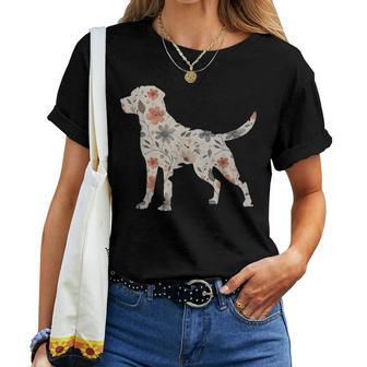Floral Labrador Retriever Silhouette Vintage Labrador Boho Women T-shirt | Seseable UK
