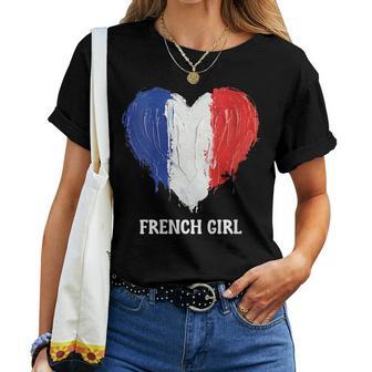 Française Fille Drapeau Cœur Football France S T-shirt femme - Cadeauxyz