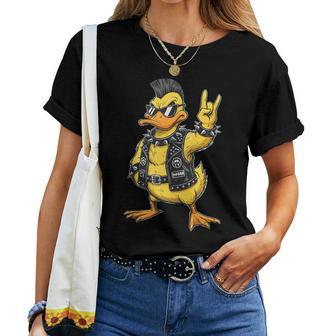 Duck Punk Rock Metal Metal Rock And Roll Música Niños In Mangas Camiseta de mujer - Regaloses