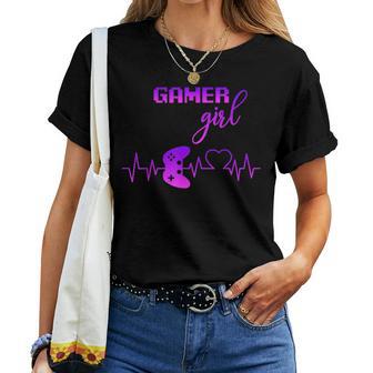 Gamer Girl Gaming Herzschlagideojuegos Chica Regalo Camiseta de mujer - Regaloses