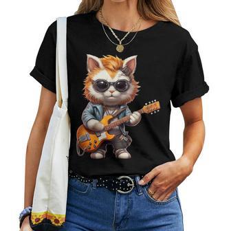 Gato Gatito Guitarrista Regalo Para Hombre Papá Niña Camiseta de mujer - Regaloses