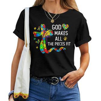 God Makes The Pieces Fit Christian Autism Awareness Women T-shirt | Mazezy