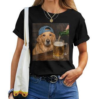 Golden Retriever Drinking Beer Dog Meme T-shirt Frauen - Seseable
