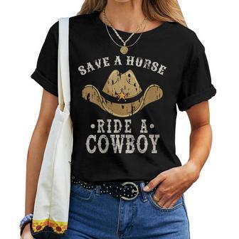 Guardar Un Caballo Montar Unaqueroaquero Divertido Cuello Camiseta de mujer - Regaloses