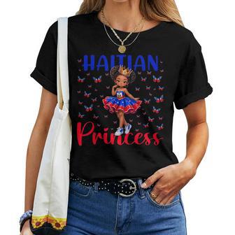 Haitian Princess Dabbing Butterfly Haiti Flag Black Girls Women T-shirt | Mazezy