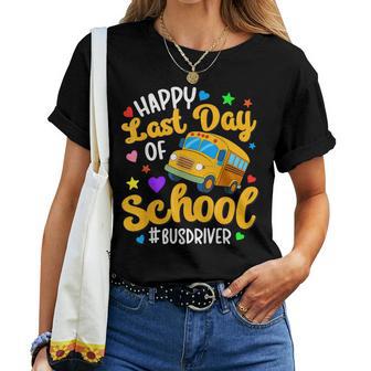 Happy Last Day Of School Bus Driver Groovy Summer Break Women T-shirt | Seseable UK