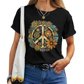 Hippie Daisy Panneau De Paix Rétro Fleur Tournesol T-shirt femme - Cadeauxyz