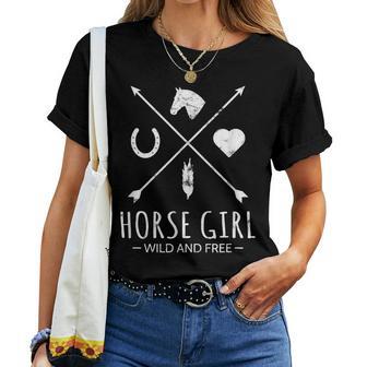 Horse Girl Wild And Free Arrow 馬好き乗馬tシャツ レディースTシャツ - Kawaiitshirt