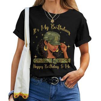 It's My Birthday Gemini Queen Black Woman Camo Women T-shirt | Mazezy