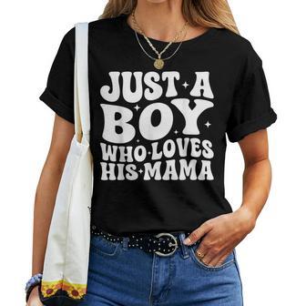 Just A Boy Who Loves His Mama Matching Women T-shirt | Mazezy