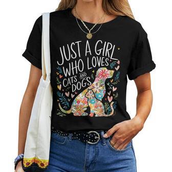 Just A Girl Who Loves Cats And Dogs Women T-shirt | Mazezy