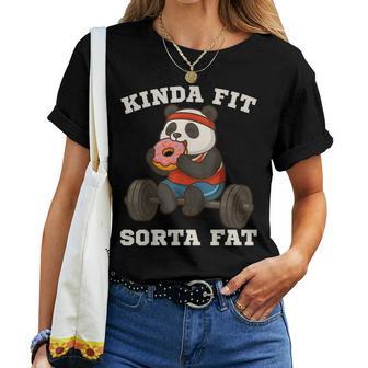Kinda Fitorta Fat Gym Panda Entrenamiento De Levantamiento De Pesas Camiseta de mujer - Regaloses