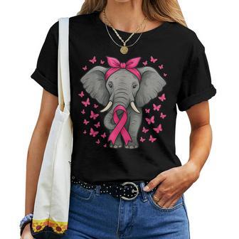 Lindo Elefante Cinta Rosa Cáncer De Mama Guerrero Luchador Camiseta de mujer - Regaloses
