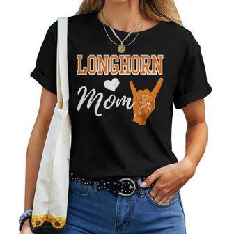 Longhorn Mom Heart Souvenir For Women Women T-shirt | Mazezy
