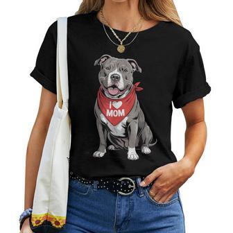 I Love Mom Pit Bull Lover Dog Mother's Day Women T-shirt | Seseable UK
