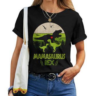 Mamasaurus Rex Dinosaurio Mamá Y 2 Niños Retrointage In Mangas Camiseta de mujer - Regaloses