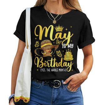 May Black Girl It's My Birthday Afro Woman Bday Month Women T-shirt | Mazezy