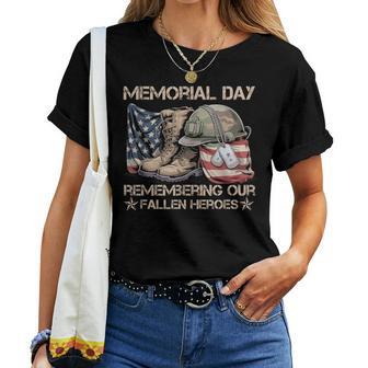 Memorial Day Remember Our Fallen Heroes Patriotic Women Women T-shirt | Mazezy