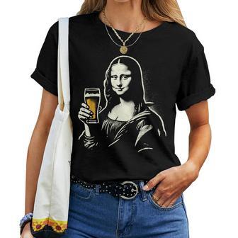Mona Lisa Con Cerveza Bar Pub Crawl Fiesta Hombres Es Cerveza Divertida Camiseta de mujer - Regaloses