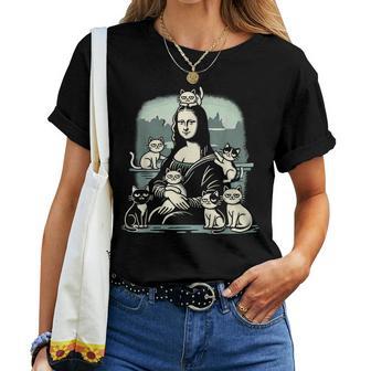 Mona Lisa Rétro Avec Chats Fantaisie Pour Hommes S Enfants T-shirt femme - Cadeauxyz