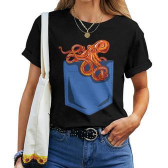 Octopus Pocket Cute Kawaii Girls Boys Maglietta da donna - Novitaregali
