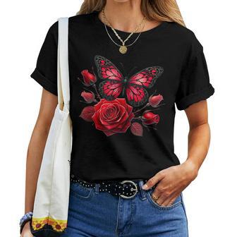 Papillon Rose Gothiqueaint-Valentin Occulte Gothique Fille Noir Rouge T-shirt femme - Cadeauxyz