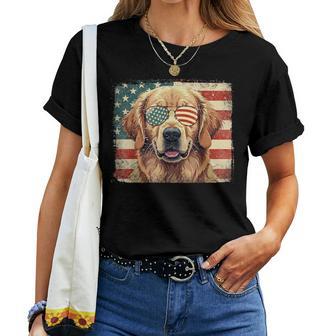 Patriotic Golden Retriever Dog Lover Usa Flag 4Th Of July Kids Women T-shirt | Seseable UK