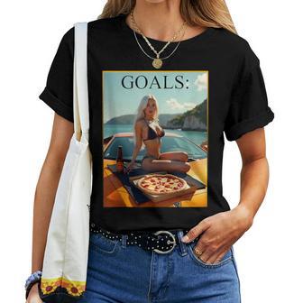 Pinup Girl T Goals Exotic Car Girl Pizza & Beer Maglietta da donna - Novitaregali