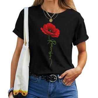Remember Poppy Flowers Memorial Day Usa Flag Veteran Women Women T-shirt | Mazezy
