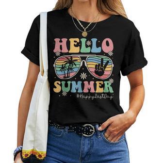Retro Hello Summer Happy Last Day Of School Teacher Student Women T-shirt | Mazezy