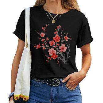 Sakura Cherry Blossom Flowers Tree Arte Grafica Giapponese Maglietta da donna - Novitaregali