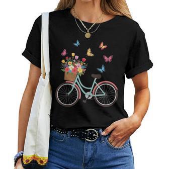 Simpatica Con Farfalle Cheolano Intorno Alla Bicicletta Maglietta da donna - Novitaregali
