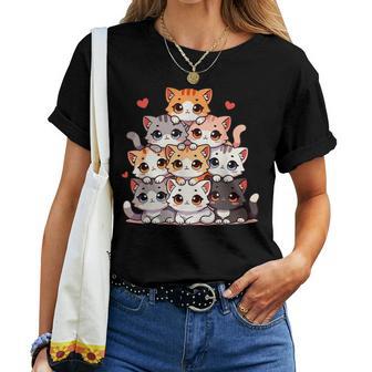 Simpatici Gatti E Gattini Amanti Dei Gatti Per Ragazze Anime Kawaii Gatto Maglietta da donna - Novitaregali